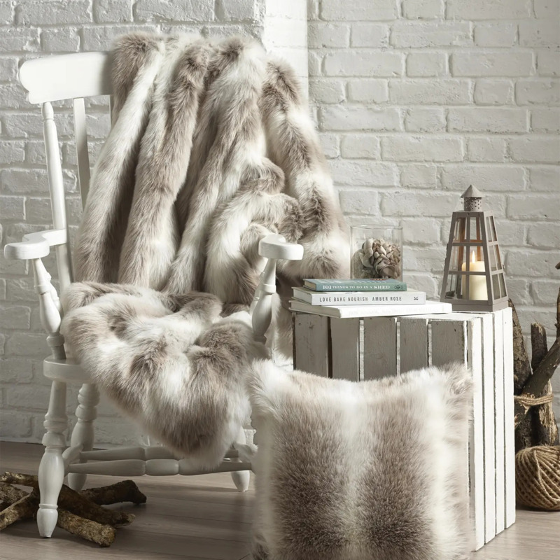 Reindeer Faux Fur Throw Large by Katrina Hampton