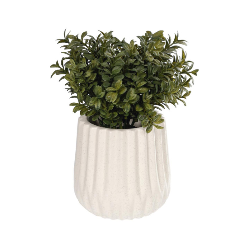 Milan Leaves artificial plant with white ceramic planter, 23.5 cm by