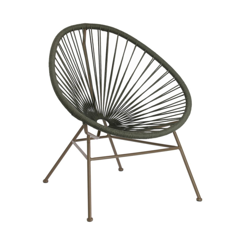 Samantha armchair with green cord and galvanised steel. by Kave Home