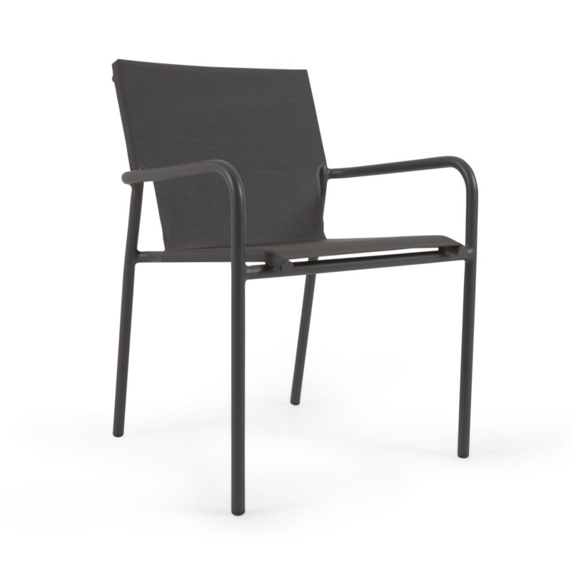 Zaltana stackable outdoor chair in aluminium with a matt black painted