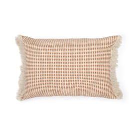Kaia cotton cushion cover with natural and terracotta stripes 30 x 50 cm