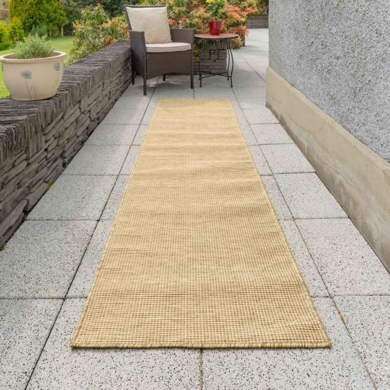 Gold Mottled Indoor Outdoor Garden Patio Runner Rug Patio by Kukoon