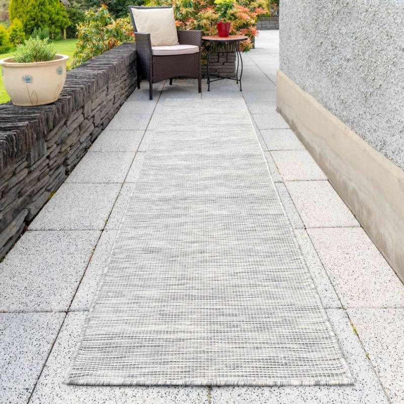 Silver Mottled Indoor Outdoor Garden Patio Runner Rug Patio by Kukoon