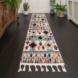 Colourful Aztec Diamond Distressed Moroccan Hall Runner Rugs - Souk