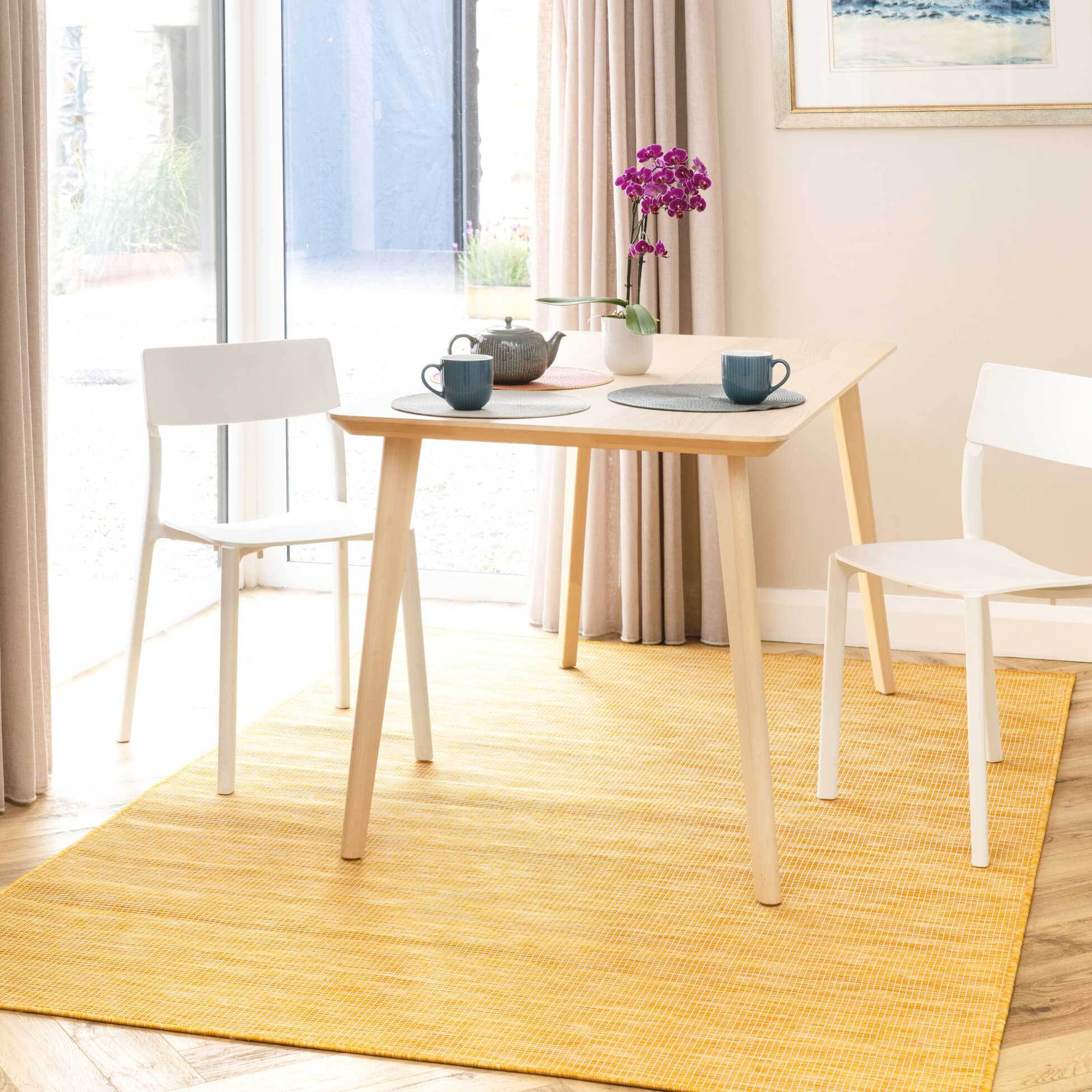 Yellow Easy Clean Hallway Runner Rug Patio 68cm x 240cm Runner by