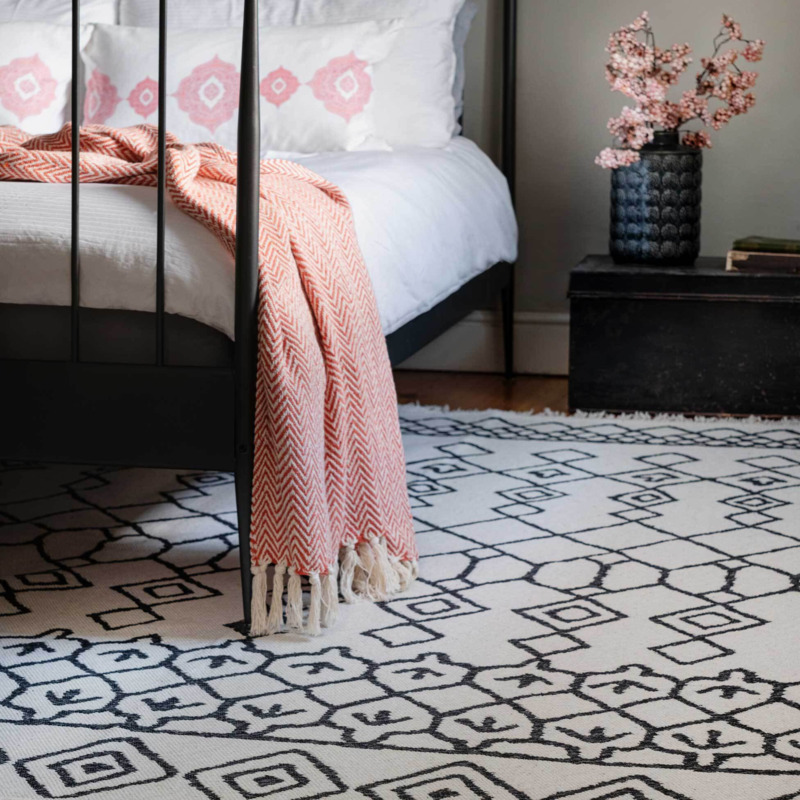 Reversible Cotton Cream Scandi Rug Kyoto by Kukoon