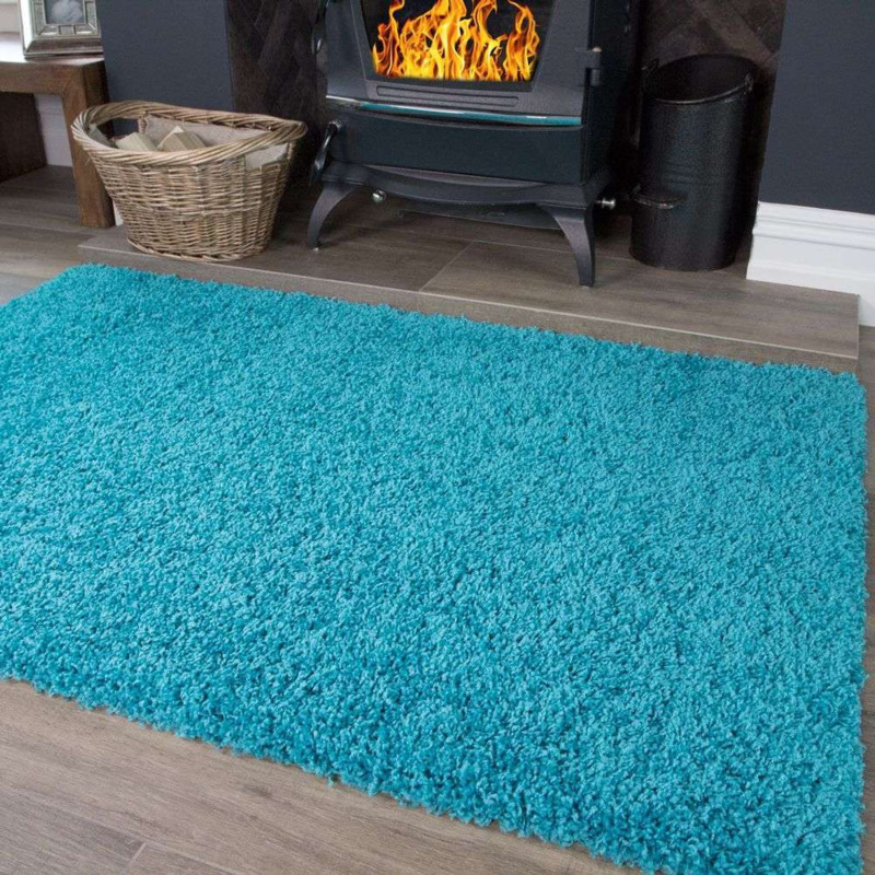 Super Soft Teal Blue Shaggy Rug Vancouver by Kukoon