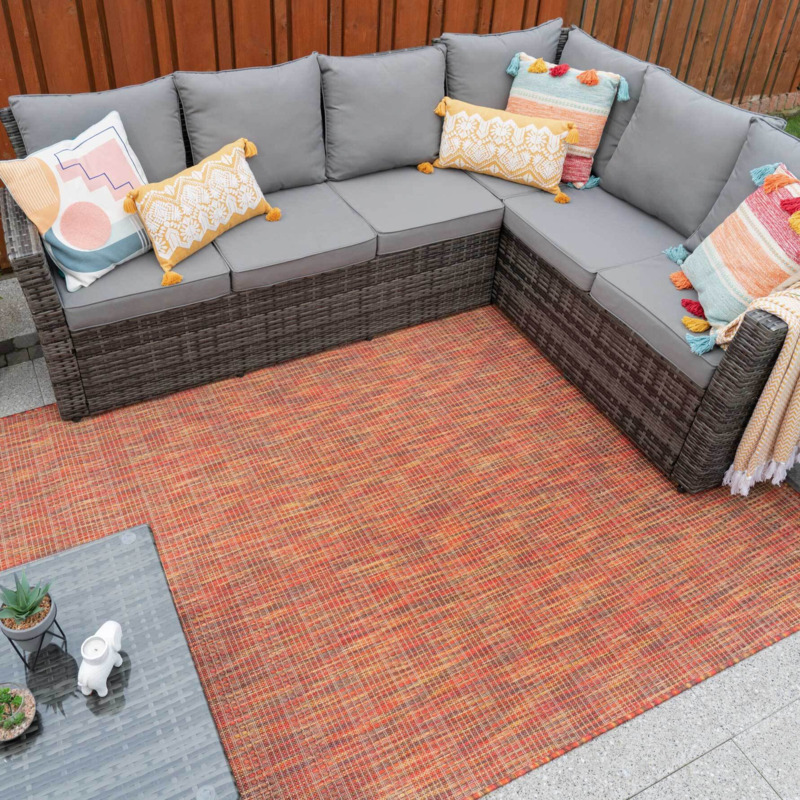 Mottled Orange Indoor Outdoor Area Rug Terrazza 60cm x 110cm by