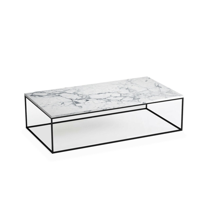 Mahaut Black Metal & Marble Rectangular Coffee Table by La Redoute