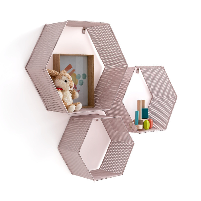 Set of 3 Bretty Hexagonal Perforated Metal Shelves by La Redoute