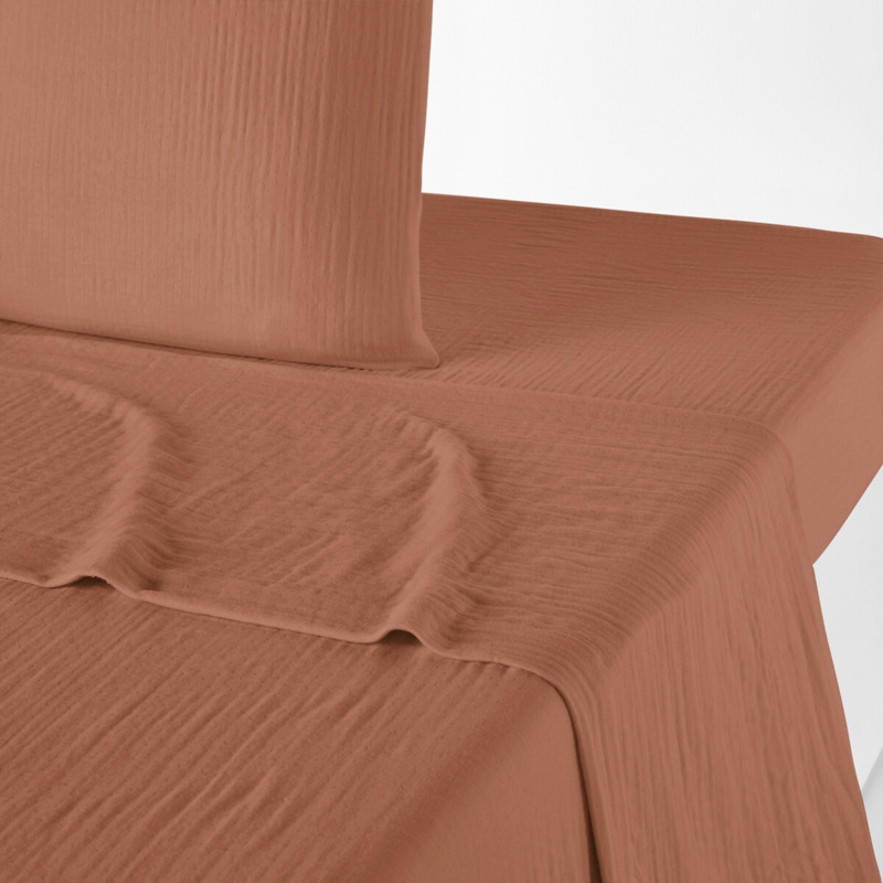 Kumla Plain 100 Cotton Muslin Flat Sheet by La Redoute