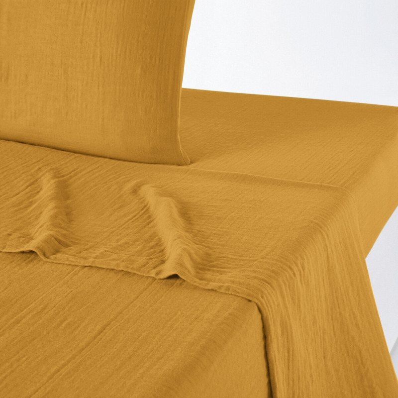 Kumla Plain 100 Cotton Muslin Flat Sheet by La Redoute