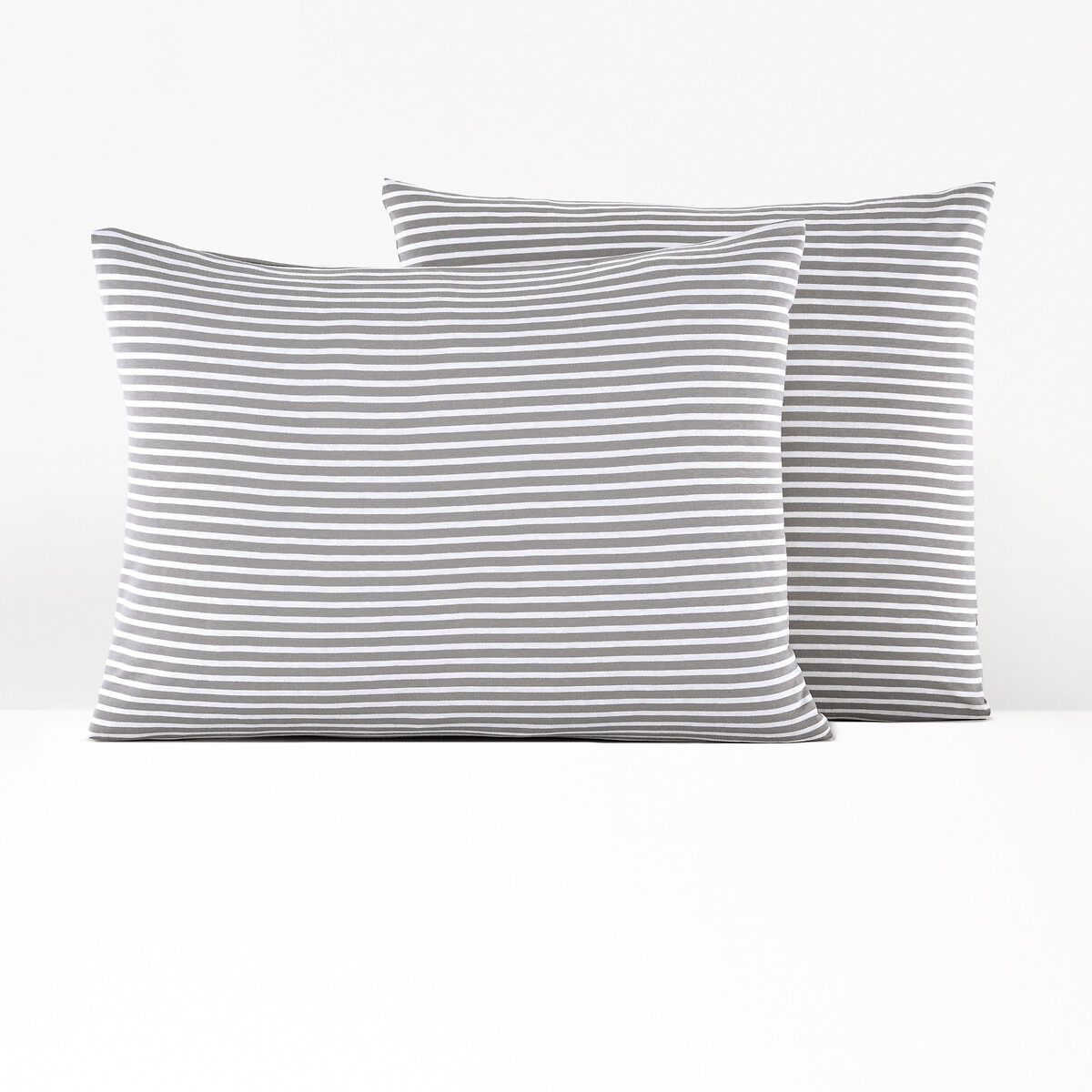 Dolsi Striped Grey Cotton/Modal Jersey Pillowcase by La Redoute