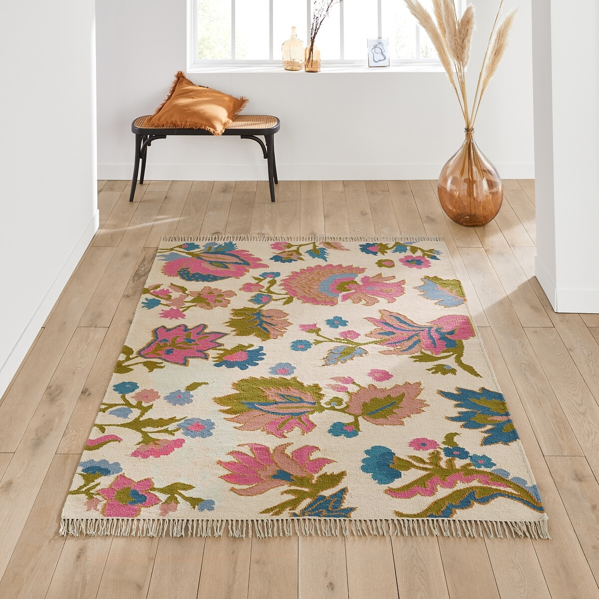 Irène Floral Wool & Cotton Flat Woven Rug by La Redoute