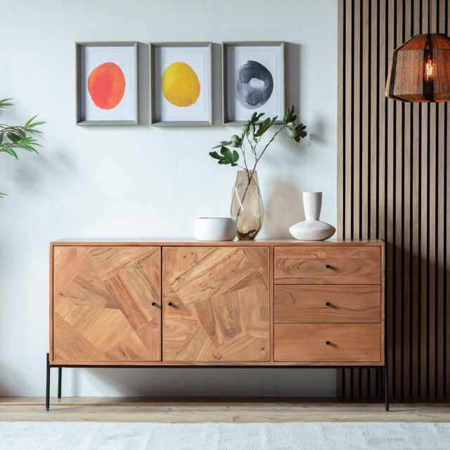 Balaya Inlaid Wood Large 3 Door Sideboard by La Redoute | uFurnish.com