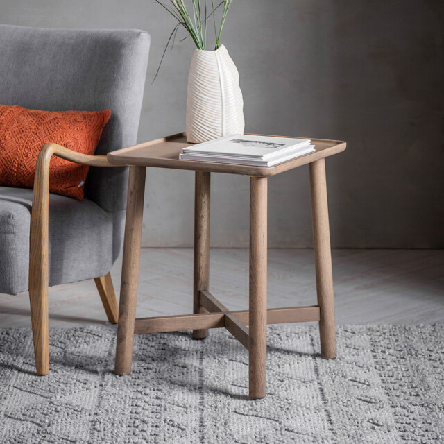 Kargil Scandi Solid Oak Square Side Table by La Redoute | ufurnish.com