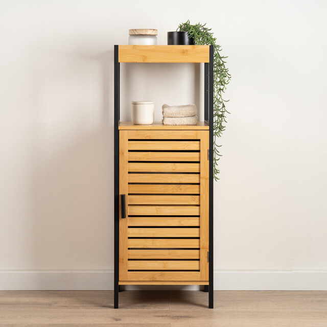 Slatted Bamboo Bathroom Slimline Storage Unit by La Redoute | ufurnish.com