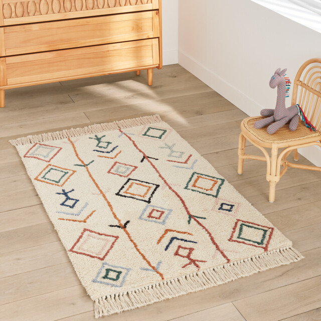 Javi Rug Javi Multicoloured Berber Style Fringed 100% Cotton Child's Rug by La ...