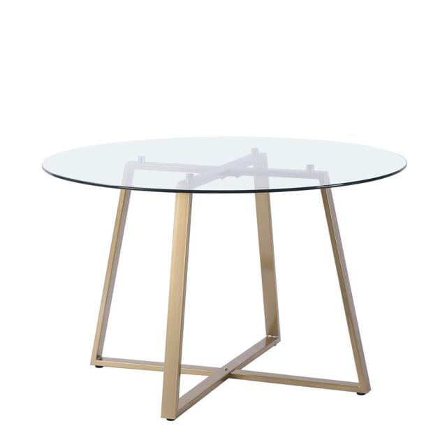 Table Gold Frame Clara Glass Round Dining Table - Gold Frame by Laura James | uFurnish.com
