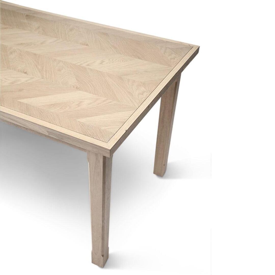 Outlet - Ella Pale Oak Wood Parquet Dining Table by Laura James