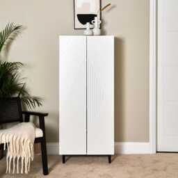 Jack Geometric Large Shoe Cabinet - 2 Door - White by Laura James