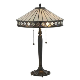 Interiors 1900 70935 Fargo Tiffany Medium 2 Light Table Lamp - Height: 590mm