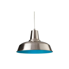 Firstlight 8623BSBL Smart 1 Light Brushed Steel and Blue Finish Ceiling Pendant
