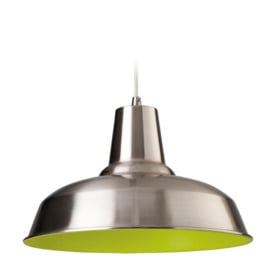 Firstlight 8623BSGN Smart 1 Light Brushed Steel and Green Ceiling Pendant