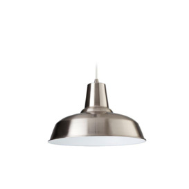Firstlight 8623BSWH Smart 1 Light Brushed Steel and White Finish Ceiling Pendant