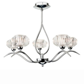 Firstlight 4858CH Lisbon Five Light Flush Ceiling Light In Chrome With Clear Decorative Glass Shades