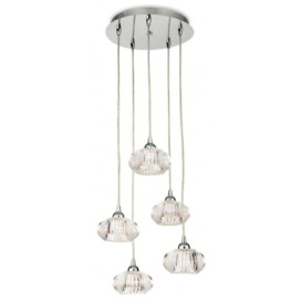 Firstlight 4859CH Lisbon Five Light Ceiling Pendant Light In Chrome With Clear Decorative Glass Shades