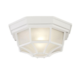 Traditional Style White Outdoor IP54 Flush Porch Ceiling Lantern Light