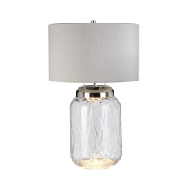 Quintiesse QN-SOLA-TL-L Sola Dual-Lit Diamond Glass Table Lamp With Silver Shade