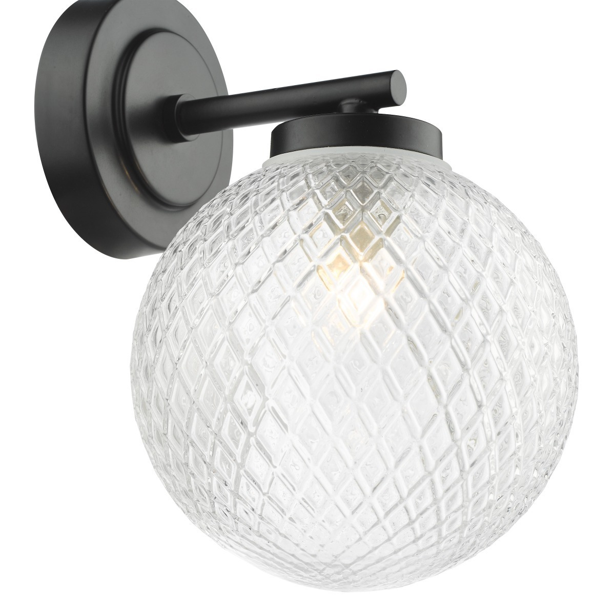 Dar Lighting Wayne Bathroom Wall Light In Matt Black With Textured