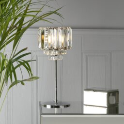 Laura Ashley Vienna Crystal Glass Table Lamp In Polished Chrome