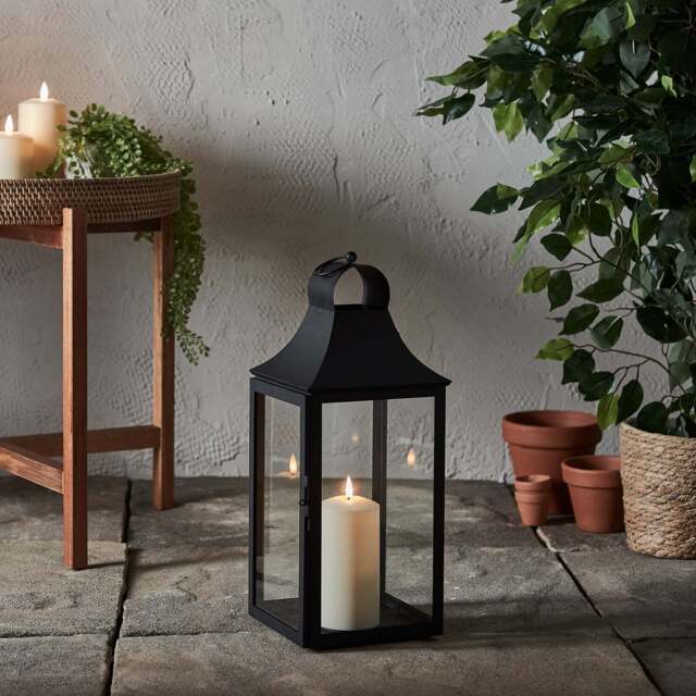 45cm Albury Black Garden Lantern with TruGlow® Candle by