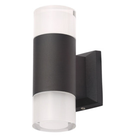 Remote Controlled 2 Light LED Colour Changing Up and Down Outdoor Wall Light - Black