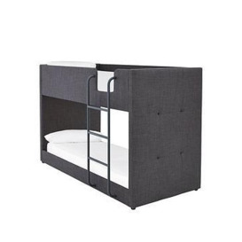 Lubana Fabric Bunk Bed Frame With Mattress Options (Buy And Save!) - Grey - Bunk Bed Frame With 2 Standard Mattresses