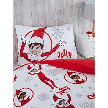 Elf On The Shelf Fleece Christmas Bedding Single Duvet Cover Set - Multi