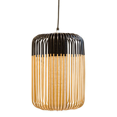 Bamboo Light L Outdoor Pendant - H 50 x Ø 35 cm by Forestier Black/Natural wood