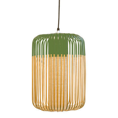 Bamboo Light L Outdoor Pendant - H 50 x Ø 35 cm by Forestier Green/Natural wood