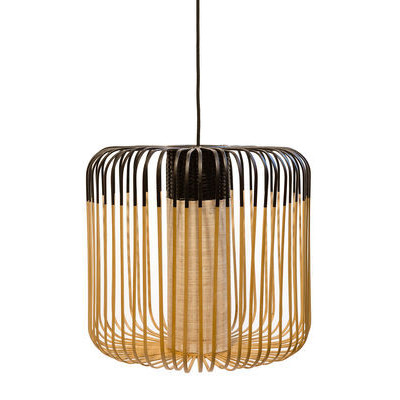 Bamboo Light M Outdoor Pendant - H 40 x Ø 45 cm by Forestier Black/Natural wood