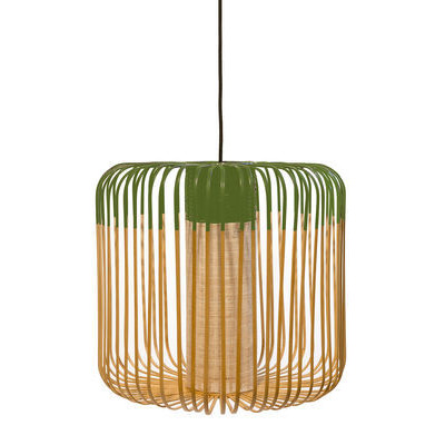 Bamboo Light M Outdoor Pendant - H 40 x Ø 45 cm by Forestier Green/Natural wood