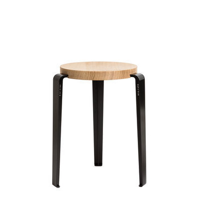 Lou Stackable stool - / H 45 cm - Steel & oak by TIPTOE Black by Made ...