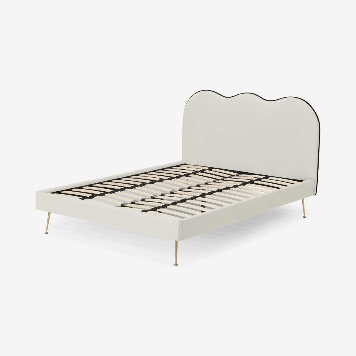 Fenella Double Bed, Oatmeal Weave & Brass