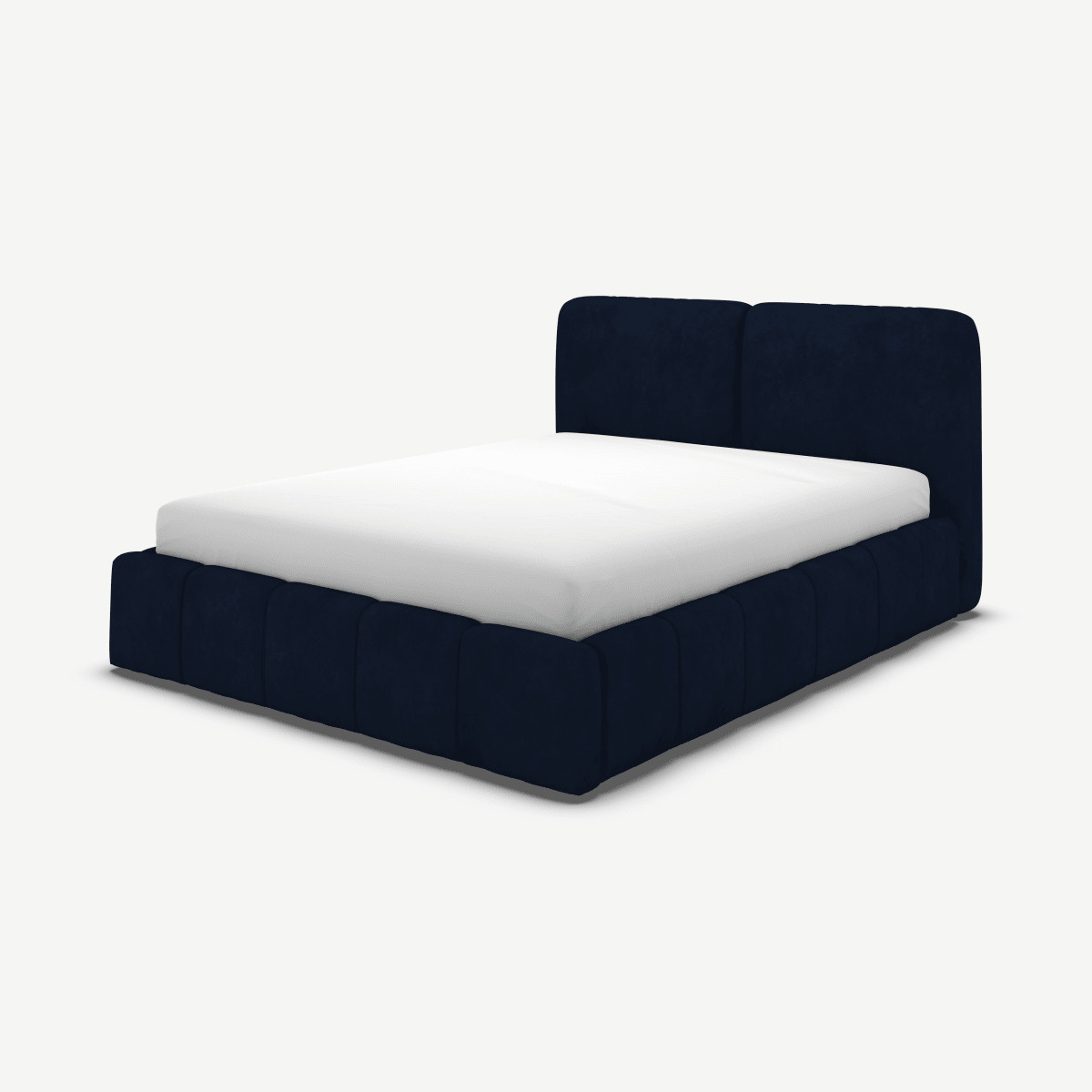 Maxmo Double Bed with Storage Drawers, Prussian Blue Cotton Velvet by ...