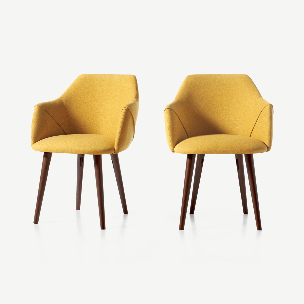 Lule Set of 2 Carver Dining Chairs, Yellow & Walnut