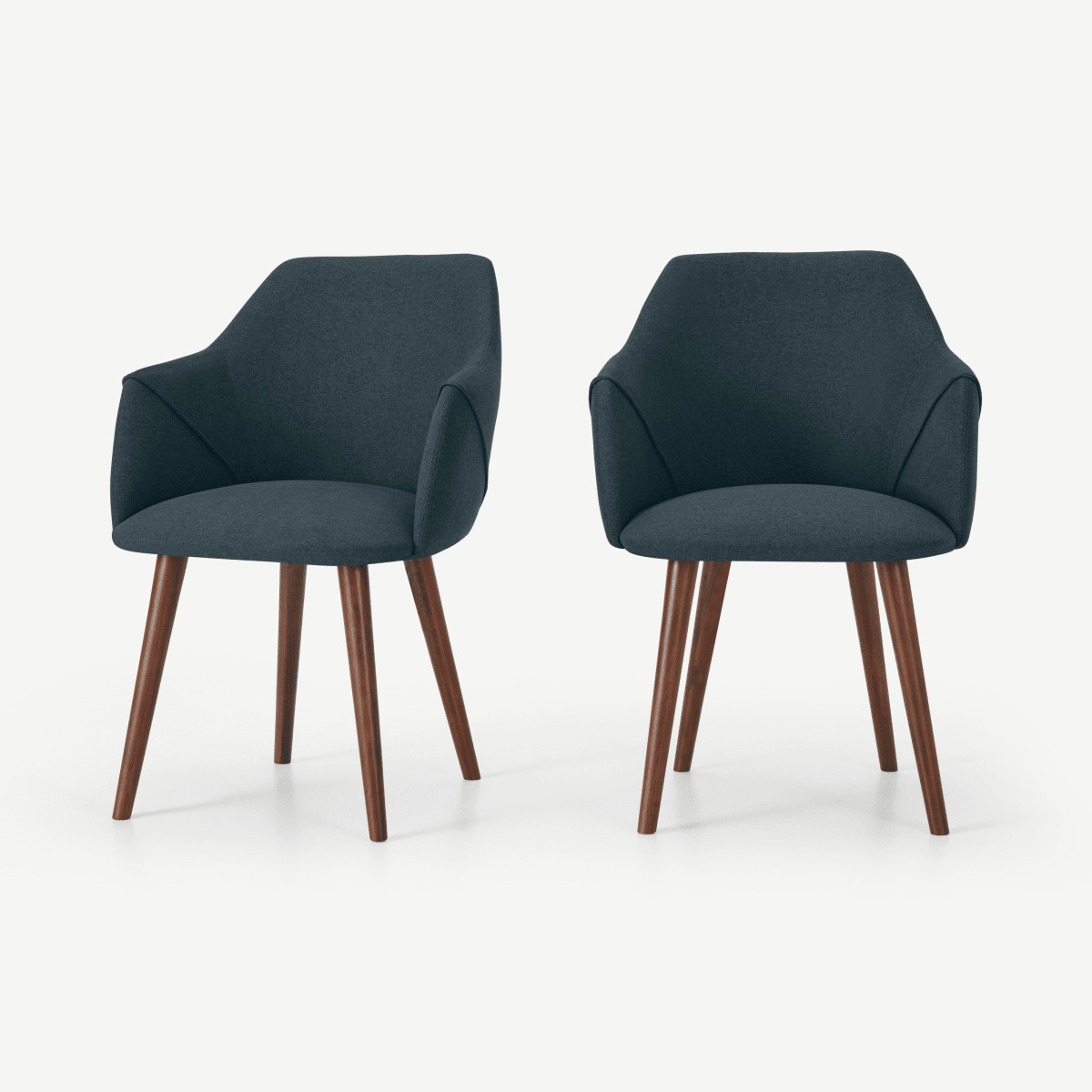 Lule Set of 2 Carver Dining Chairs, Aegean Blue & Walnut Leg by