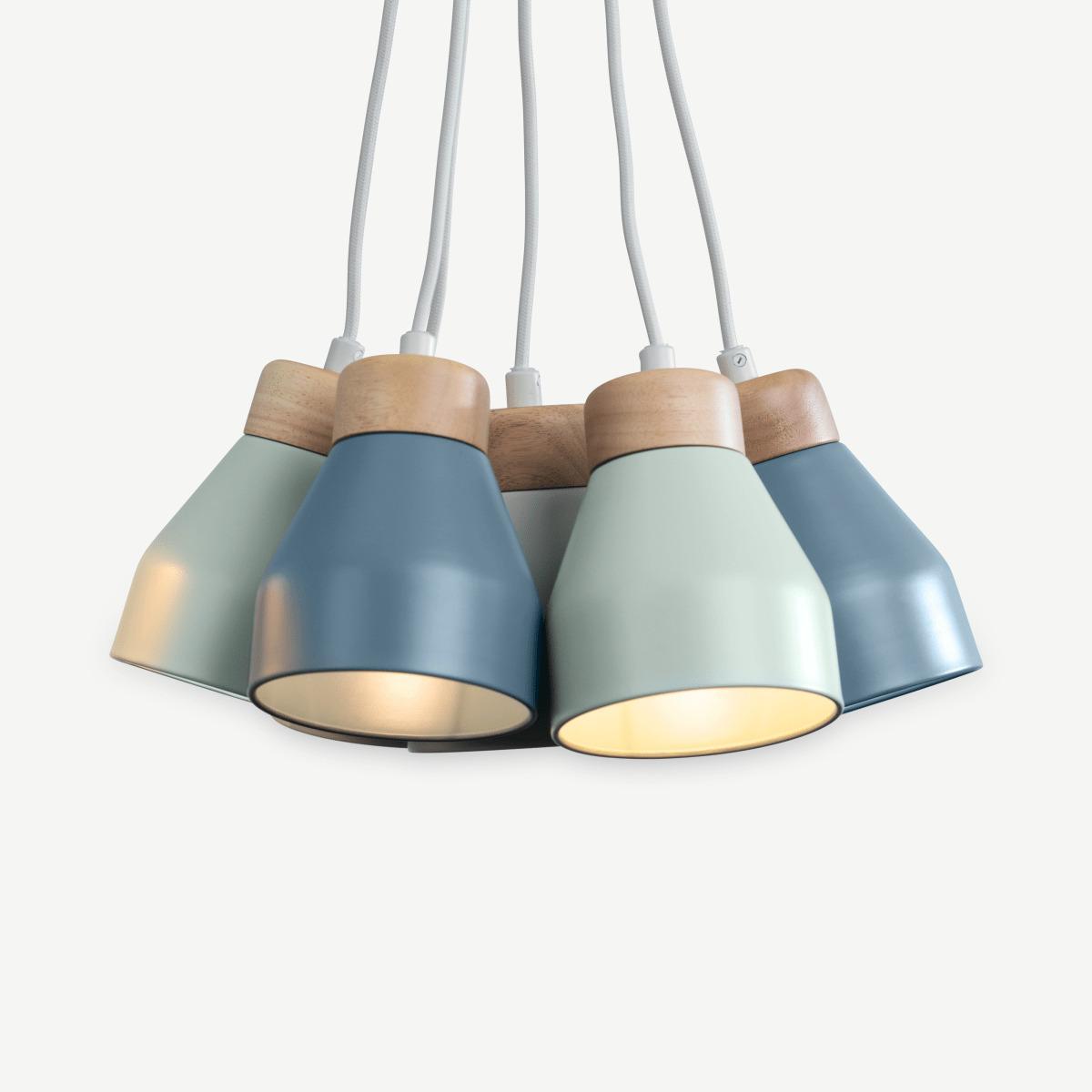 Albert Cluster Pendant Light, Muted Grey, Dusk Blue & Duck Egg by Made