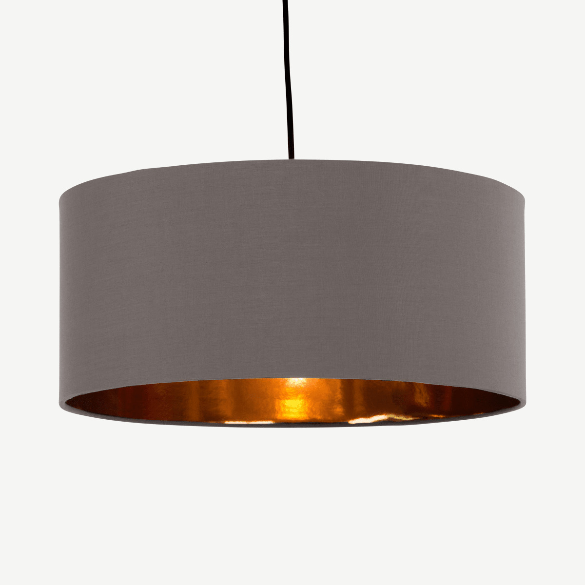 Oro Pendant Drum Lamp Shade, 45 cm, Grey & Copper